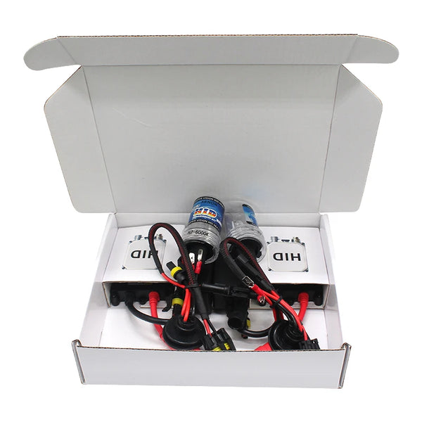 4000k LED Headlight Bulbs components in an open box, showcasing lighting equipment for vehicle upgrade.
