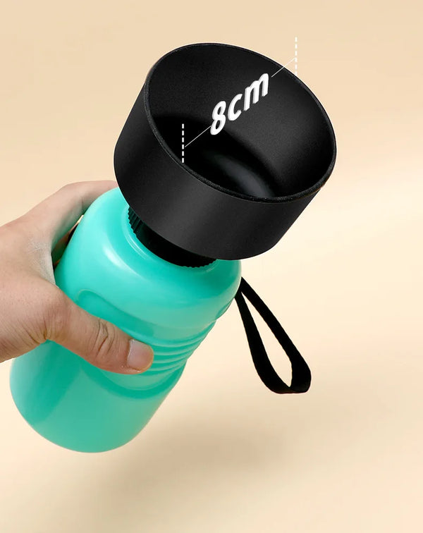 Portable Leak-Proof Dog Water Bottle and Bowl with 8cm bowl top, perfect for pet hydration on the go.