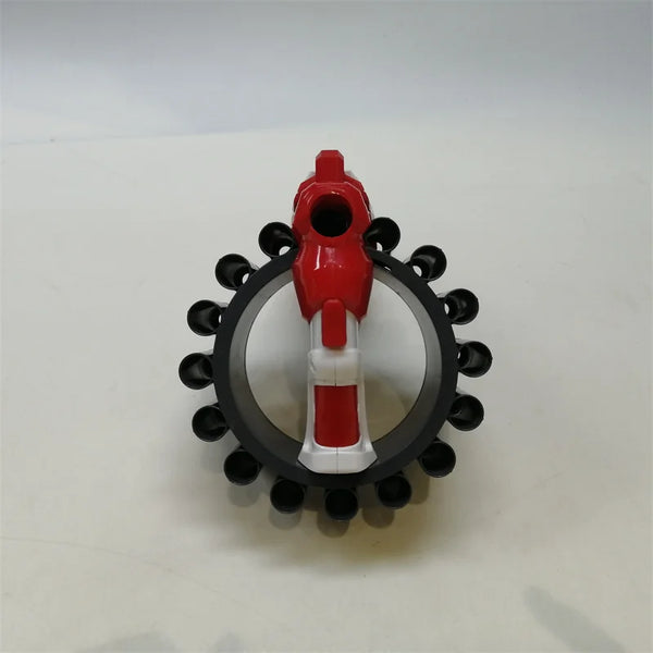 Manual Soft Bullet Toy Blaster with Rotating Drum showing the front view and colorful design.