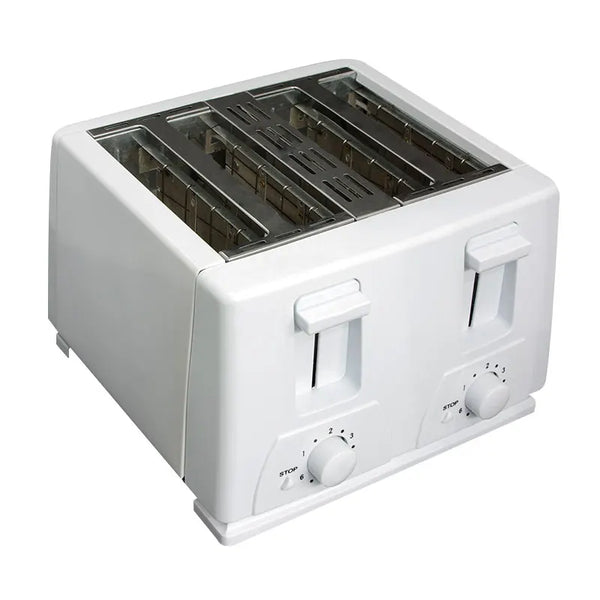 Retro 4 Slices Bread Toaster with chrome accents and dual controls for perfect toast.