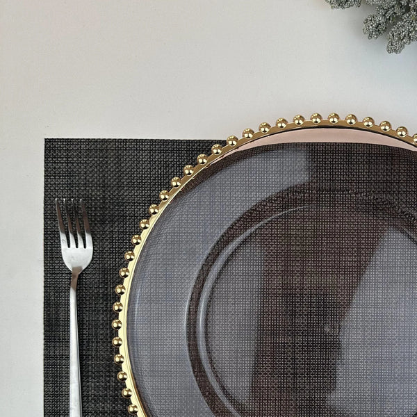Gold Beaded Plastic Decorative Plate