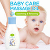 Vitamin E Soothing Baby Massage Oil with a cute baby being massaged in a relaxed setting.