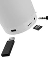 Close-up of the Smart Portable Plastic LP-25125 Wireless Speaker Lamp with USB and audio ports.