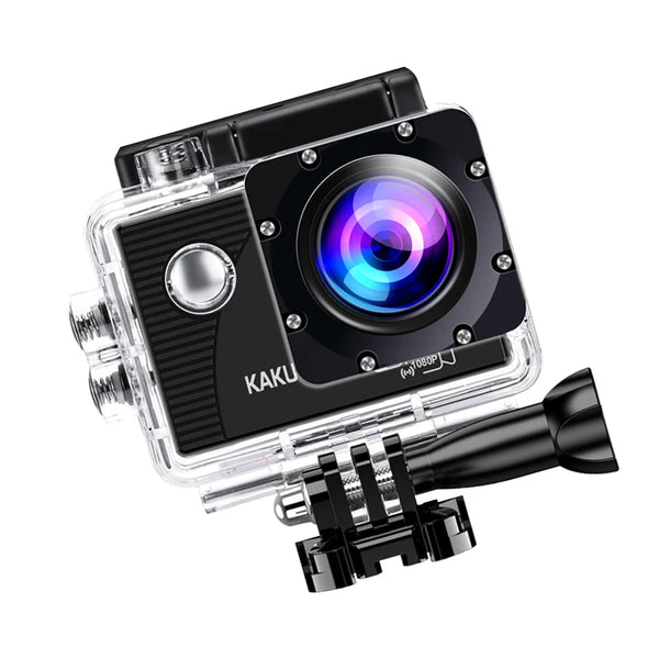 HD Waterproof Sports Camera showcasing durable design and high-quality lens for action recording and underwater adventures.