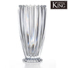 Ribbed Crystal Glass Flower Vase with Scalloped Rim