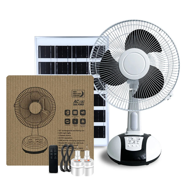 Rechargeable Cooler Battery Portable Fan with solar panel, remote control, and rechargeable batteries for versatile cooling.