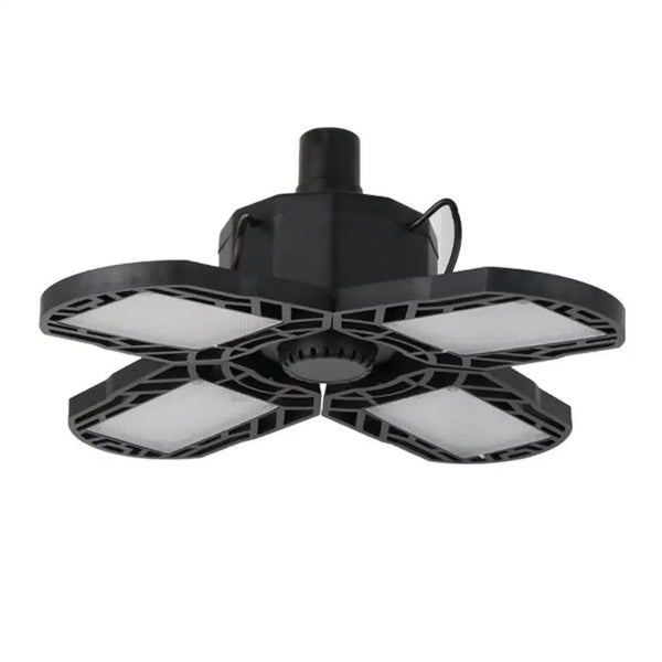 Solar LED Garage Light with Remote – 4 Leaf Folding Panels providing bright illumination for garages or outdoor spaces.