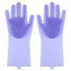 Heat Resistant Silicone Scrubber Magic Gloves in lavender color with textured scrubber surface.