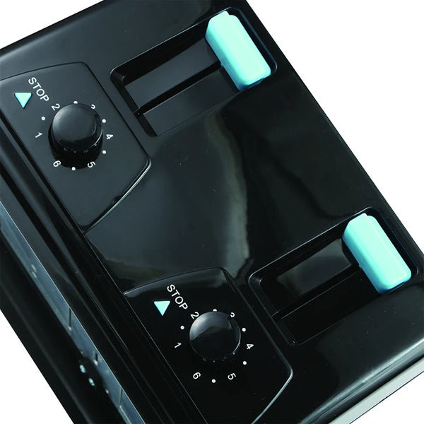 Close-up of the Retro 4 Slices Bread Toaster controls, featuring settings and buttons for easy toasting.