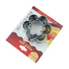 3 Piece Stainless Steel Heart Shape Cookie Cutter Set in a package featuring various sizes for baking