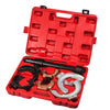 Universal McPherson Coil Spring Compressor Tool Set in a red carrying case, featuring interchangeable fork strut tools.