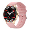 HK33 BT Call Fashion Smart Watch with black and red dial on a pink strap, stylish and functional for everyday use.