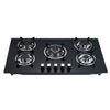 5 Burner Glass Gas Cooker Cooktop Induction Stove featuring six burners and sleek black design.