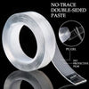 Double-Sided Nano Gel Grip Tape roll on a black background, showcasing its clear, no-trace, double-sided adhesive feature.