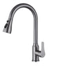 Brushed Grey Stainless Steel Pull Out Kitchen Faucet with high arc and pull-down sprayer design