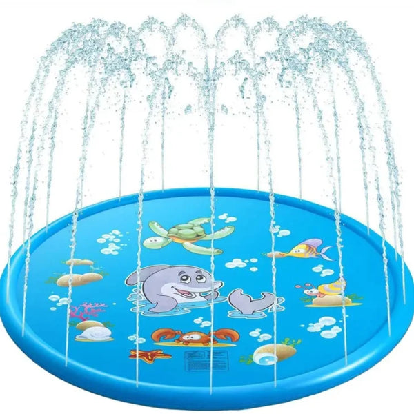 Outdoor Kids Water Spray Play Pool with colorful dolphin design and water spraying for fun summer activities.