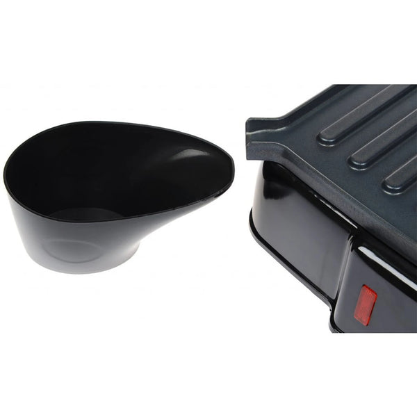 4-Slice Sandwich Press and Electric Contact Grill accessory with a fat collection bowl and grill plate close-up.