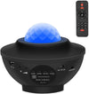 Star Night Light Projector with Bluetooth Speaker showcasing blue star projection and remote control.