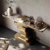 Contemporary Extra Long Faux Marble Console Table