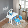 Metal Ergonomic Design Lift Chair and Table with Lamp in a modern workspace featuring a lamp and decorative items.