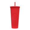 Large Capacity Eco-Friendly Durian Straw Cup in bright red with textured surface and matching straw.