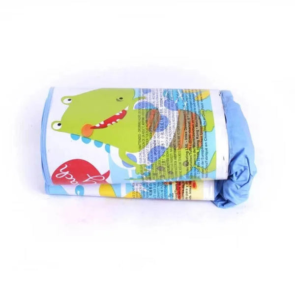 Tropical Fish Inflatable Swimming Pool Float folded up, colorful design featuring fun aquatic graphics.