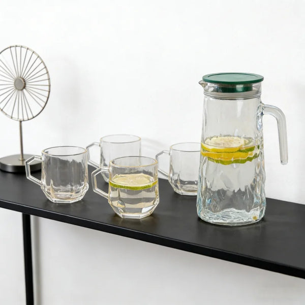 5-Piece Elegant Glass Water Pitcher Set