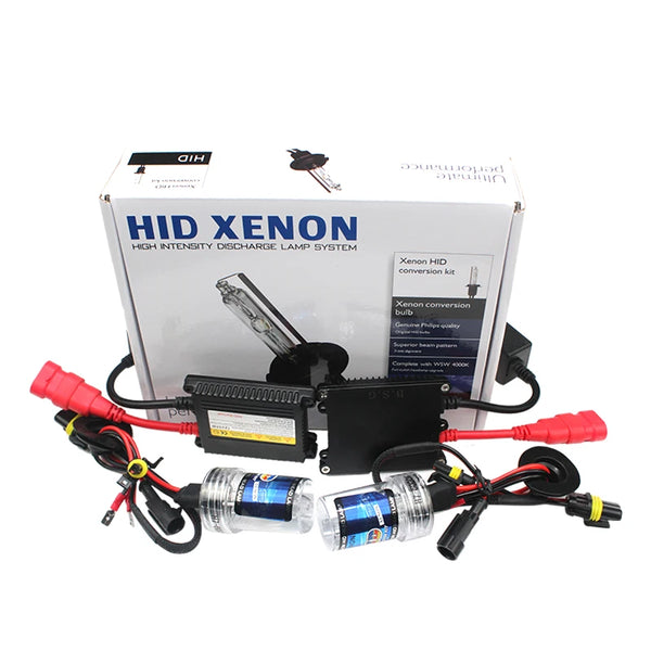 4000k LED Headlight Bulbs high intensity discharge lamp system kit, includes bulbs and conversion components.