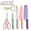 Non-Stick Stainless Steel 6 Piece Knife Collection with a peeler and kitchen scissors