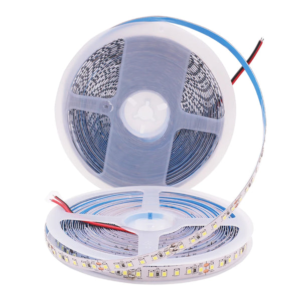 5m 12V 2835 SMD LED Strip Light coiled on spool, showcasing flexible LED strip for versatile home lighting.