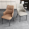 Nordic Leather Dining Chair with Metal Legs in brown and gray upholstery, showcasing a modern design ideal for dining rooms.