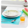 Multi-Purpose Anti-Slip Shelf & Fridge Mat 6-Pack used under plates and drinks on a stylish dining table.