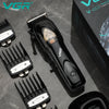 V-653 9000RPM Magnetic Motor Professional Hair Clipper with attachments on a marble surface.