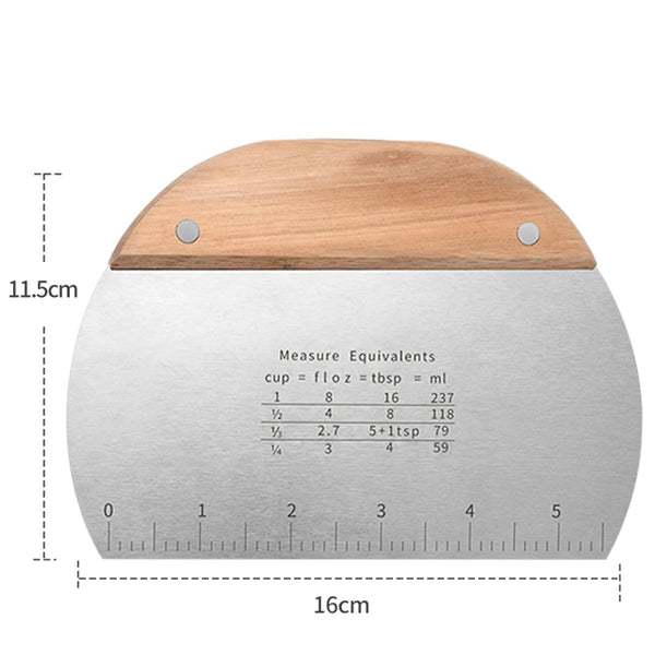 Stainless Steel Flour Sifter Baking Tool with measurement equivalents for accurate baking.
