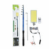 4.5M Telescopic Fishing Rod with 360 Light COB Lamp and accessories displayed in the image.