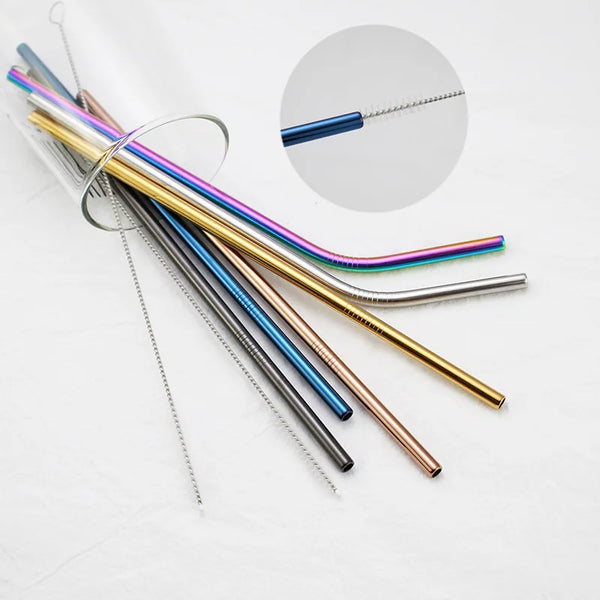 Stainless Steel Reusable Drinking Straw Set