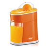 Electric Citrus Juicer with 400ml Collection Cup with fresh orange juice ready to serve.