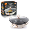 Uniform Heat Electrical Hot Pot and BBQ Grill Pan with large capacity and heart-shaped handle for convenient cooking.
