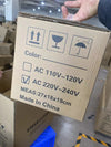 Box of High Temperature 2500W Steam Cleaning Machine showing voltage and color specifications, made in China.