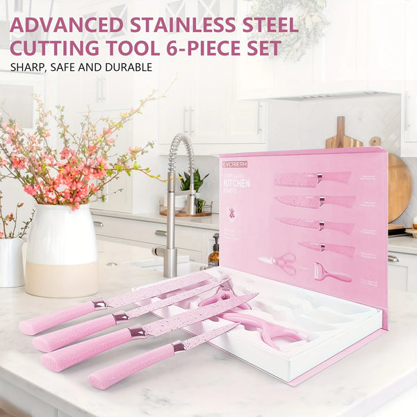 6 Piece Non Stick Kitchen Knife Set with sharp, durable blades and non-stick coating for effortless cooking.