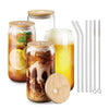 4 Pack Smoothie Clear Mason Jar Set
