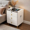 Modern Minimalist Solid Wood Wireless Nightstand with Storage Cabinet next to a cozy sofa, featuring a stylish design and decor.