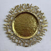 European Style Irregular Hollow Plating Plate with decorative gold ceramic design, featuring a textured center and intricate border.