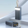 High Capacity Portable Power Bank with LED Light showcasing a sleek design and multiple USB ports.