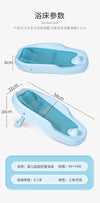 Newborn Baby Bath Mesh Net Seat dimensions showing safe and secure support for infants during bath time in blue.