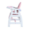 Baby Dinner Table and Chair 3 in 1 side view with pink seat and tray for infants and toddlers.