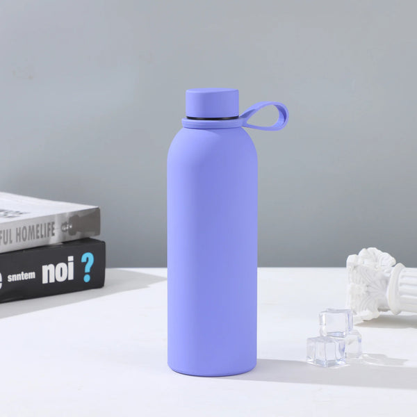 500ml Matte Rubberized Insulated Sports Bottle in purple with a non-slip grip and secure lid.