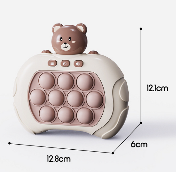 Quick Light Pop Push Toy with tactile buttons and bear design for hand-eye coordination improvement.
