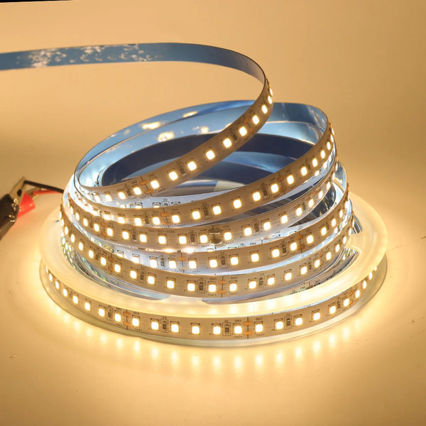 5m 12V 2835 SMD LED Strip Light coiled on a spool, showcasing its flexible and bright illumination.