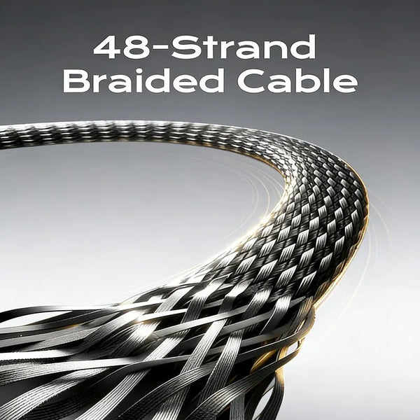T-Shaped Design Type-C Portable Charging Accessory: 48-Strand Braided Cable showcasing its durable and flexible construction for reliable connectivity.